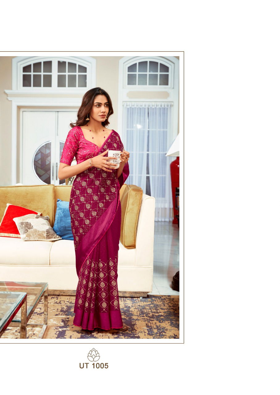 Sr Utsav Printed Chiffon Designer Fancy Party Wear Saree Collection
